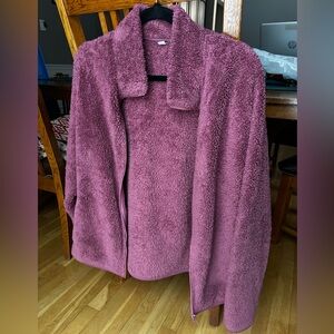 Uniqlo Plush Sherpa Jacket XL in Deep pink/purple/magenta